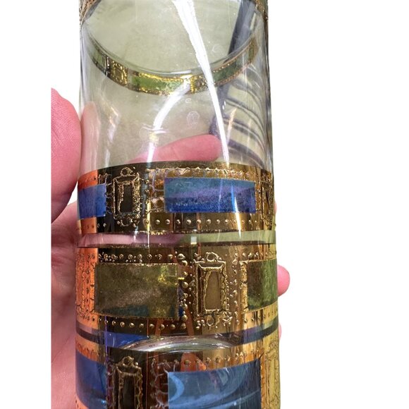 6 MCM Culver Empress Highball Glass Set 22K Gold Trim Caddy Table Top Decor Bar - Picture 3 of 16